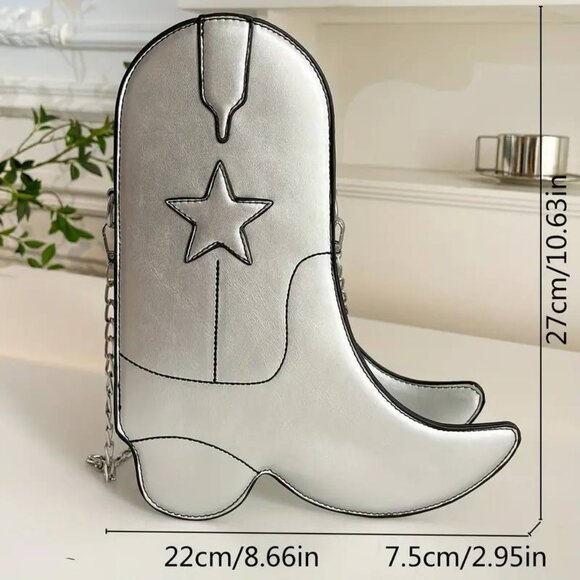 Women's cowboy Boot denim blue purse with adjustable strap nashville country - Picture 2 of 2